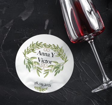 Sottobicchieri matrimonio emblema di corona d'olivo - TenStickers
