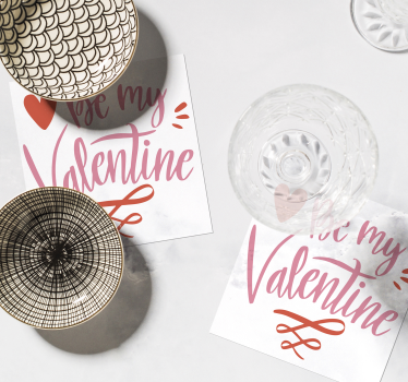 Sottobicchieri con frase grafica cuore di san valentino - TenStickers