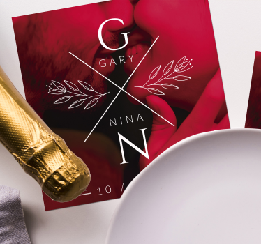Sottobicchieri matrimonio iniziali coppia personalizzate - TenStickers