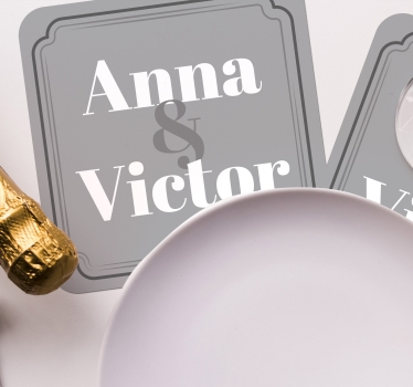 Sottobicchieri matrimonio iniziali personalizzate coppia - TenStickers