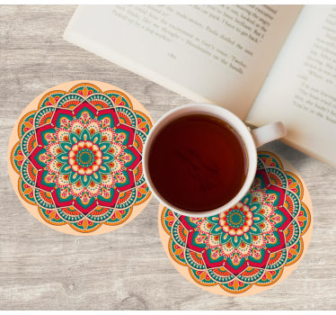 Sottobicchieri moderno a forma rotonda con mandala - TenStickers