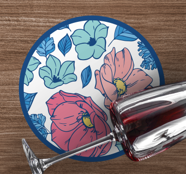 Sottobicchieri moderno con motivo floreale circolare - TenStickers