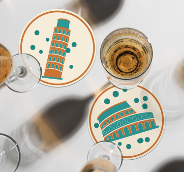 Sottobicchieri moderno monumenti iconici italiani - TenStickers