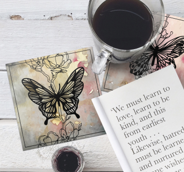 Sottobicchieri moderno motivo farfalle elegante - TenStickers