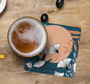 Sottobicchieri moderno motivo floreale ginkgo - TenStickers