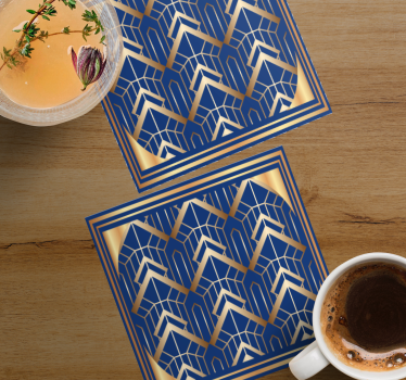Sottobicchieri moderno motivo geometrico blu e oro - TenStickers