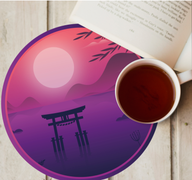 Sottobicchieri moderno paesaggio al tramonto sereno - TenStickers