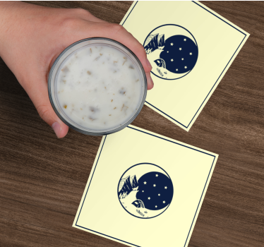 Sottobicchieri moderno paesaggio notturno di montagna - TenStickers