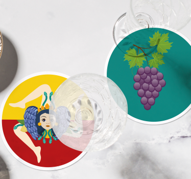 Sottobicchieri moderno uva della mitologia siciliana - TenStickers