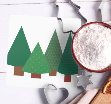 Sottobicchieri natalizi alberi di pino stilizzati - TenStickers