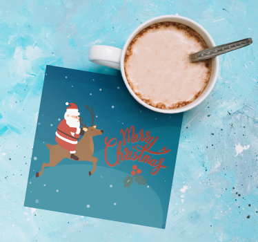 Sottobicchieri natalizi babbo natale a cavallo di renna - TenStickers