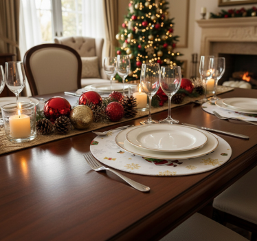 Sottobicchieri natalizi babbo natale con elfo - TenStickers