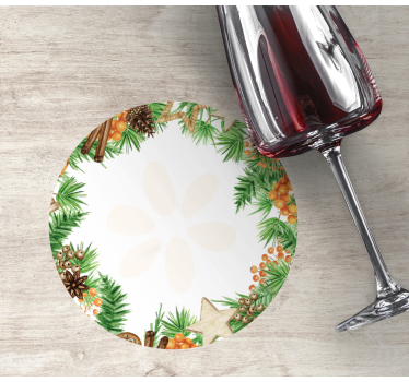 Sottobicchieri natalizi con accenti di verde festivo - TenStickers