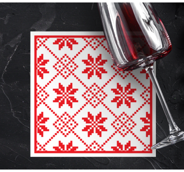 Sottobicchieri natalizi motivo floreale rosso - TenStickers