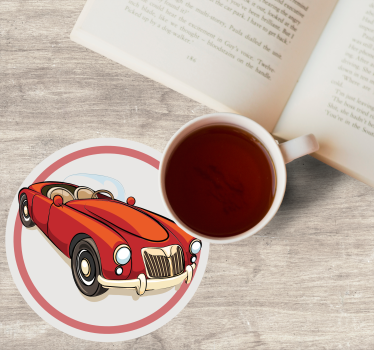 Sottobicchieri nerd auto sportiva rossa vintage - TenStickers