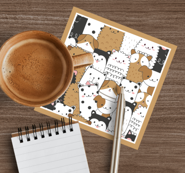 Sottobicchieri nerd con motivi di facce di animali - TenStickers