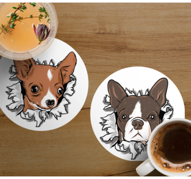 Sottobicchieri nerd faccine di chihuahua e bulldog - TenStickers