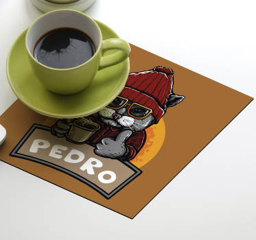 Sottobicchieri nerd gatto cool con caffè - TenStickers
