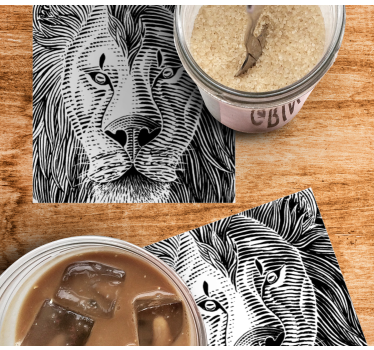 Sottobicchieri nerd illustrazione di leone dettagliata - TenStickers
