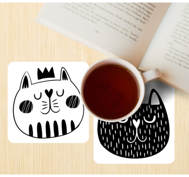 Sottobicchieri nerd illustrazioni di gatti giocosi - TenStickers
