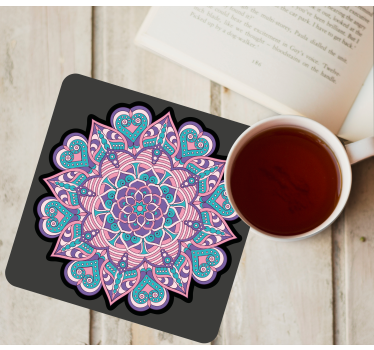 Sottobicchieri nerd mandala cuore colorato - TenStickers