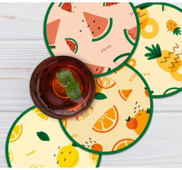 Sottobicchieri nerd motivi di frutta tropicale - TenStickers