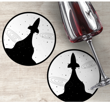 Sottobicchieri nerd silhouette di razzo con stelle - TenStickers
