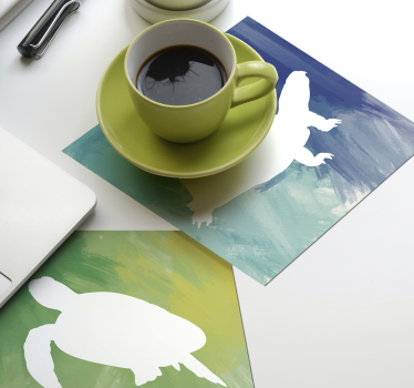 Sottobicchieri nerd silhouette di tartarughe colorate - TenStickers
