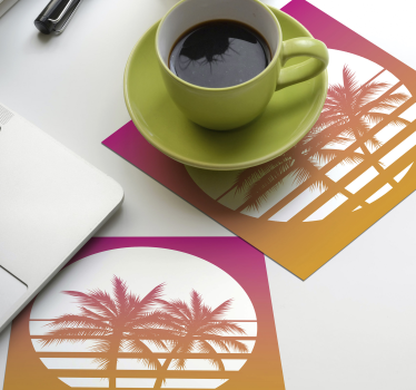 Sottobicchieri nerd silhouette di tramonto tropicale - TenStickers