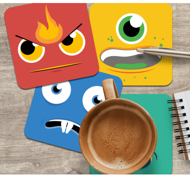 Sottobicchieri nerd volti di mostri colorati - TenStickers