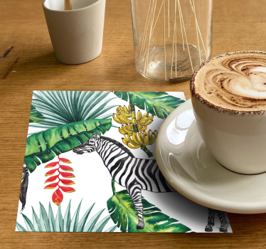 Sottobicchieri nerd zebra e foliaggio tropicale - TenStickers
