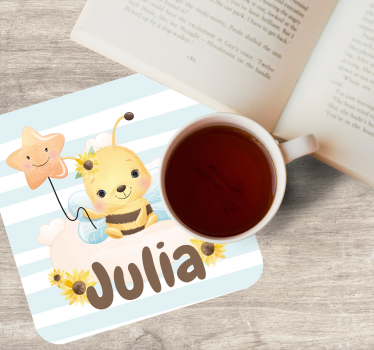 Sottobicchieri personalizzabile ape carina con stella - TenStickers