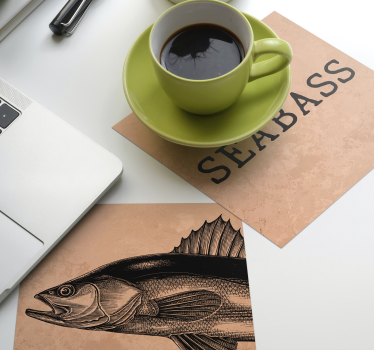 Sottobicchieri personalizzabile arte illustrazione seabass - TenStickers