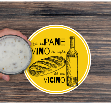 Sottobicchieri personalizzabile bottiglia di vino e pane - TenStickers