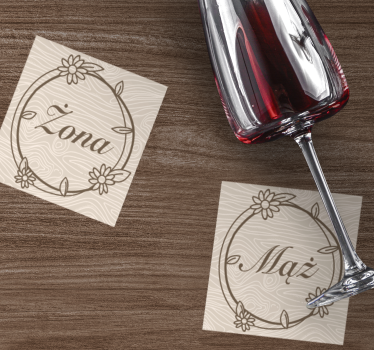 Sottobicchieri personalizzabile con monogramma floreale - TenStickers