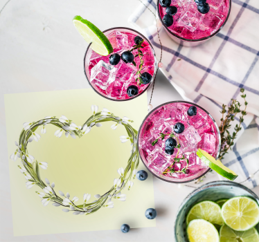Sottobicchieri personalizzabile elemento floreale a cuore - TenStickers