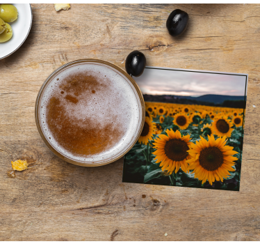 Sottobicchieri personalizzabile foto di campo di girasoli - TenStickers