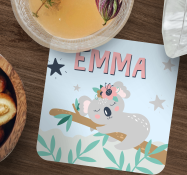 Sottobicchieri personalizzabile illustrazione koala carina - TenStickers