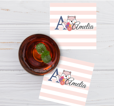 Sottobicchieri personalizzabile illustrazione volpe - TenStickers