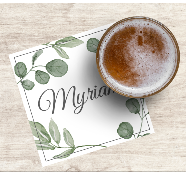 Sottobicchieri personalizzabile motivo foglia elegante - TenStickers