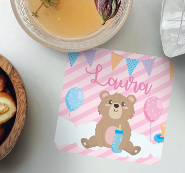 Sottobicchieri personalizzabile orsetto con palloncini - TenStickers