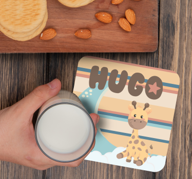 Sottobicchieri personalizzabile personaggio giraffa morbida - TenStickers