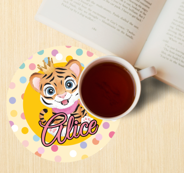 Sottobicchieri personalizzabile personaggio tigre coronata - TenStickers