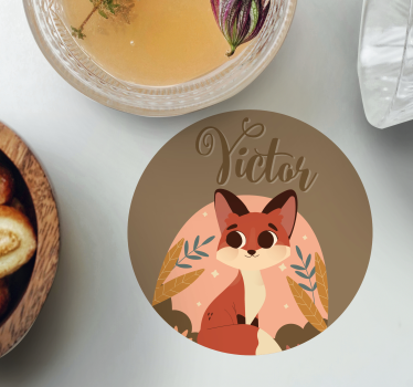 Sottobicchieri personalizzabile personaggio volpe carina - TenStickers