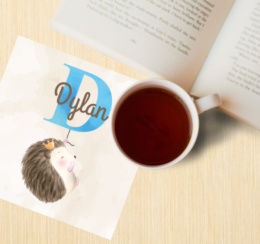 Sottobicchieri personalizzabile riccio con font marrone - TenStickers