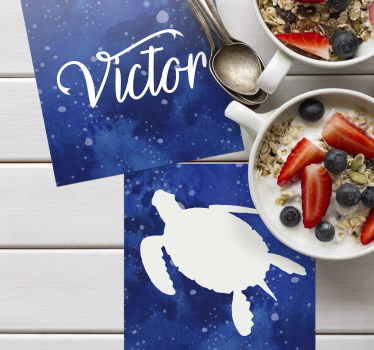 Sottobicchieri personalizzabile silhouette di tartaruga blu - TenStickers