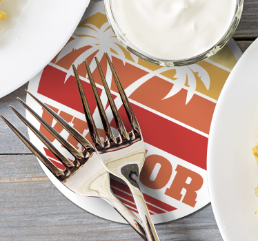Sottobicchieri personalizzabile tramonto tropicale con palme - TenStickers