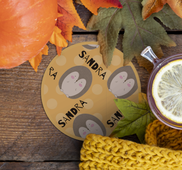 Sottobicchieri personalizzabili con motivo riccio carino - TenStickers
