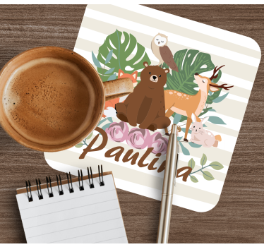 Sottobicchieri personalizzabili raduno di animali carini - TenStickers