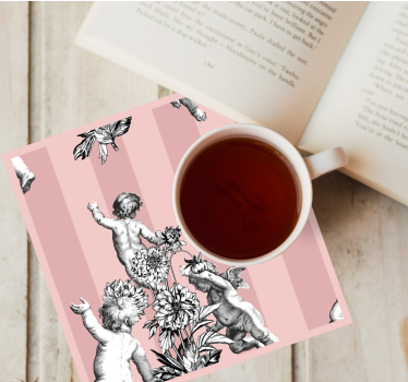 Sottobicchieri vintage cherubini e motivo floreale - TenStickers